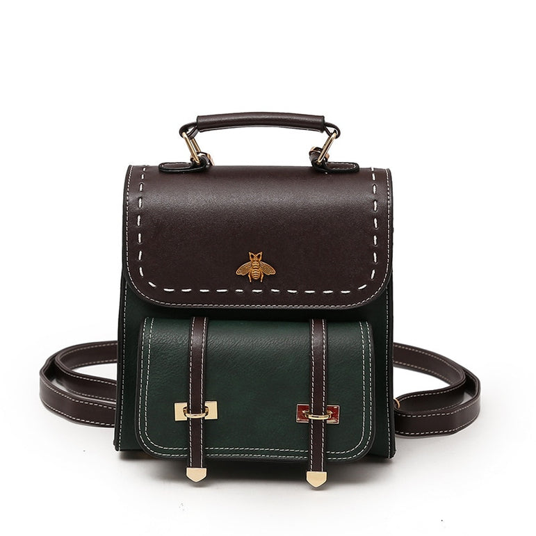 Pu Leather Preppy Women Famous Backpack