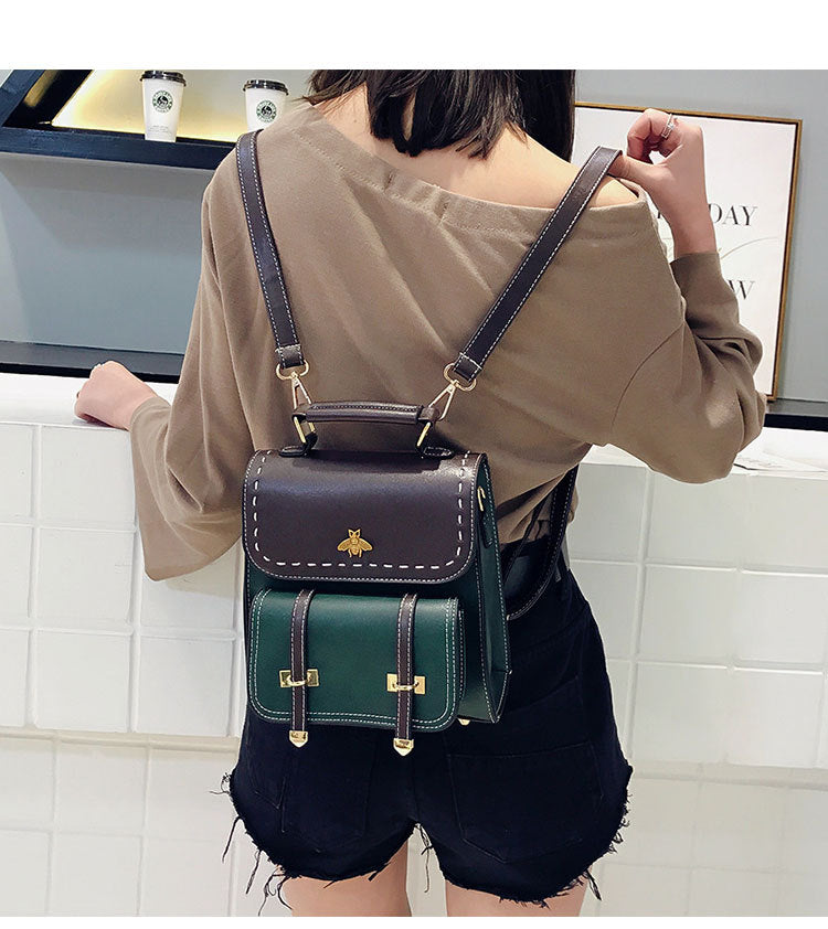Pu Leather Preppy Women Famous Backpack