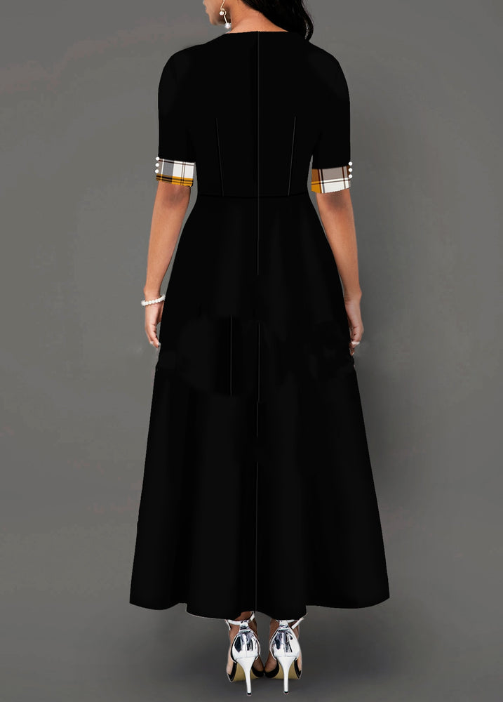 Casual Irregular Plaid Print Button Maxi Dress