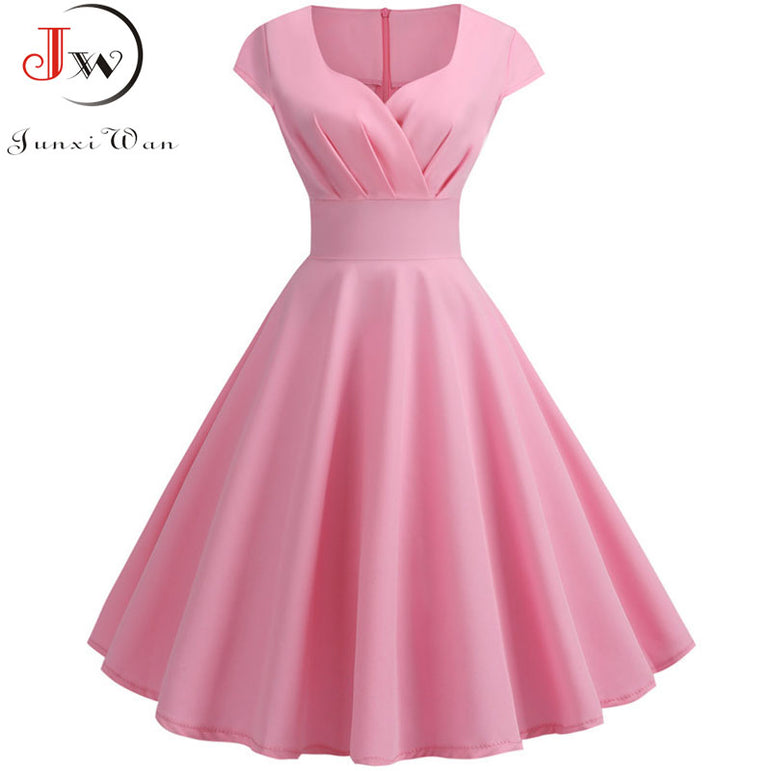 Cute Pink Summer Swing Vintage Dress