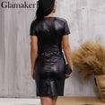 Leather V Neck Sexy Bodycon Dress