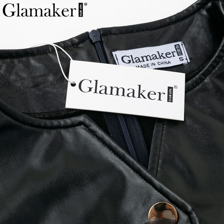 Leather V Neck Sexy Bodycon Dress