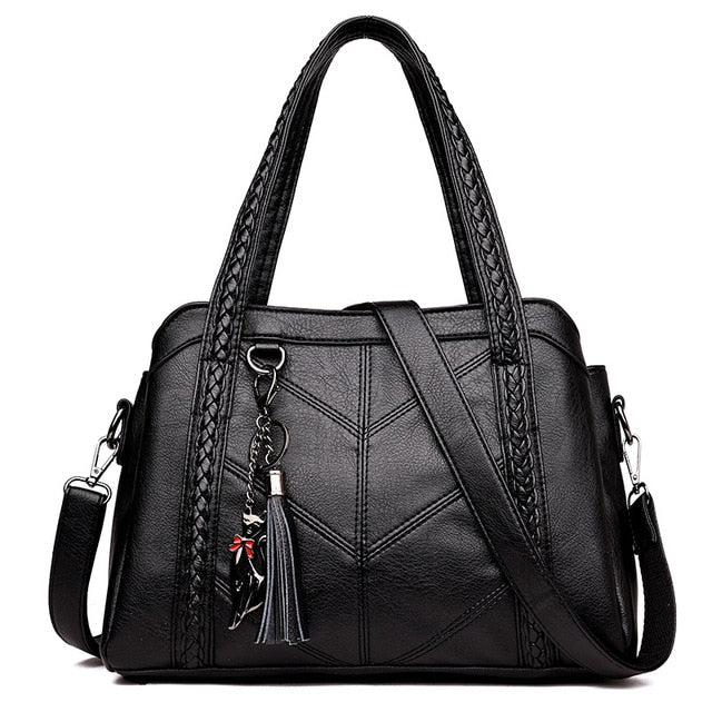 Genuine Leather Tote Tassel Shoulder Bags