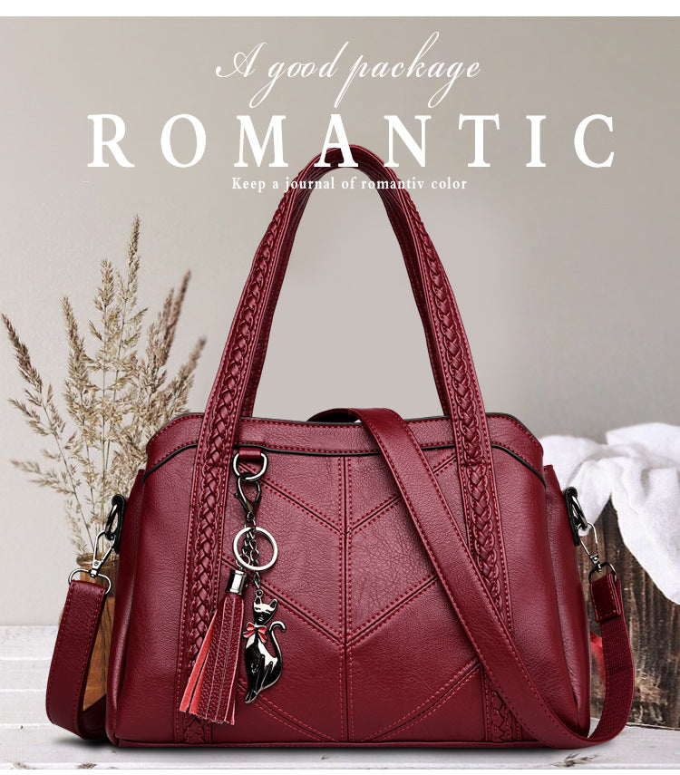 Genuine Leather Tote Tassel Shoulder Bags