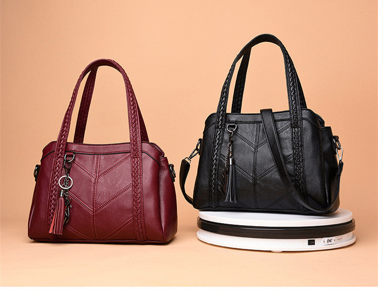 Genuine Leather Tote Tassel Shoulder Bags