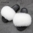 Warm Fox Fur Slippers For Women Slides Flip Flop