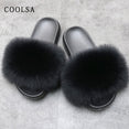 Warm Fox Fur Slippers For Women Slides Flip Flop