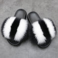 Warm Fox Fur Slippers For Women Slides Flip Flop