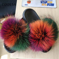 Warm Fox Fur Slippers For Women Slides Flip Flop