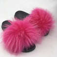 Warm Fox Fur Slippers For Women Slides Flip Flop