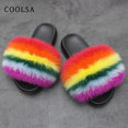 Warm Fox Fur Slippers For Women Slides Flip Flop