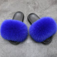 Warm Fox Fur Slippers For Women Slides Flip Flop