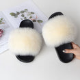 Warm Fox Fur Slippers For Women Slides Flip Flop