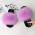 Warm Fox Fur Slippers For Women Slides Flip Flop