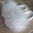 Warm Fox Fur Slippers For Women Slides Flip Flop