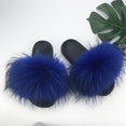 Warm Fox Fur Slippers For Women Slides Flip Flop