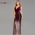 Sleeveless Mermaid Burgundy Long Evening Dresses