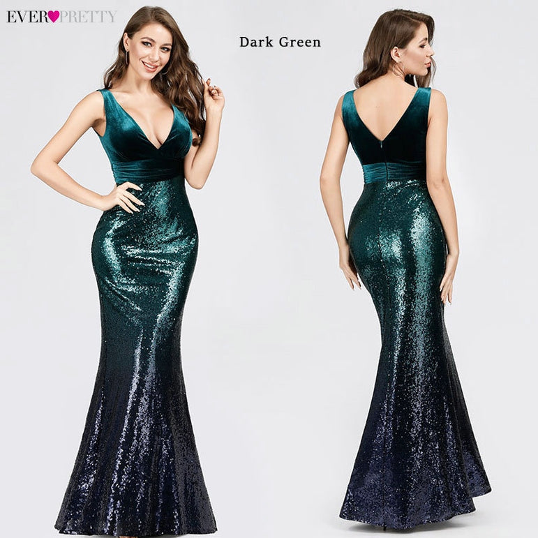 Sleeveless Mermaid Burgundy Long Evening Dresses