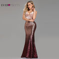 Sleeveless Mermaid Burgundy Long Evening Dresses