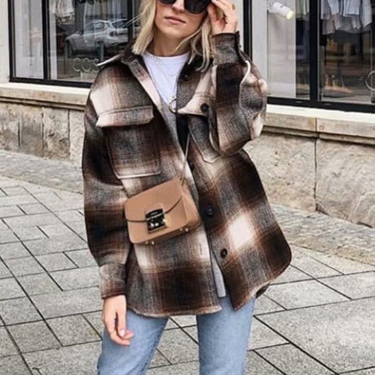 Vintage Women Long Sleeve Woolen Coats