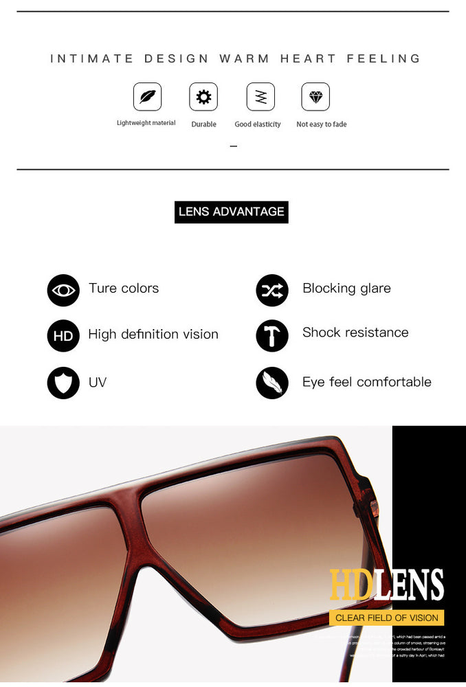 Plastic Oversized Women Square Sunglasses