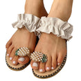 Women Girls Pearl Flat Bohemian Slippers