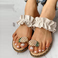 Women Girls Pearl Flat Bohemian Slippers