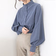 Vintage Lantern Sleeve Thicken Women Shirt Blouses