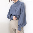 Vintage Lantern Sleeve Thicken Women Shirt Blouses