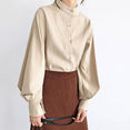 Vintage Lantern Sleeve Thicken Women Shirt Blouses
