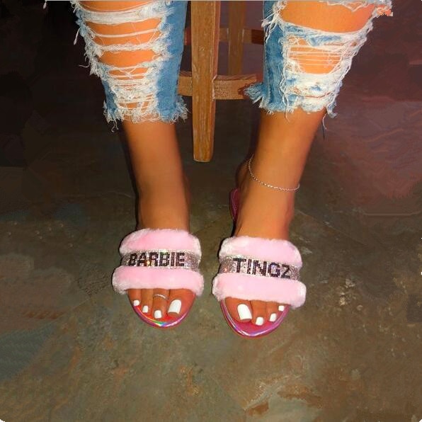 Pink Fashion Wild Hair Slippers