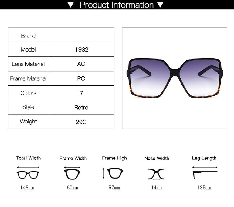 Gradient Plastic Fashion Women Oversize Sunglasses