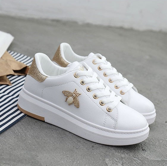 Fashion Breathable PU Leather Platform Sneakers