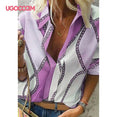 Long Sleeve Women Print Chiffon Blouse