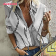 Long Sleeve Women Print Chiffon Blouse
