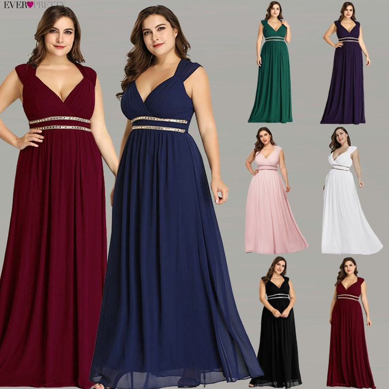 Plus Size Formal Evening Elegant Burgundy Dress