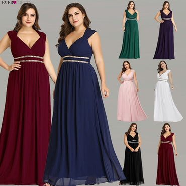 Plus Size Formal Evening Elegant Burgundy Dress