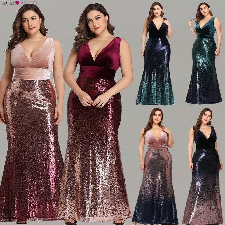 Plus Size Evening Sexy V-Neck Sleeveless Dress
