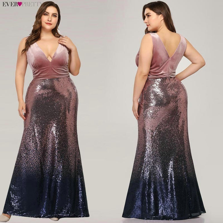 Plus Size Evening Sexy V-Neck Sleeveless Dress