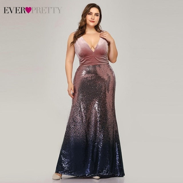 Plus Size Evening Sexy V-Neck Sleeveless Dress