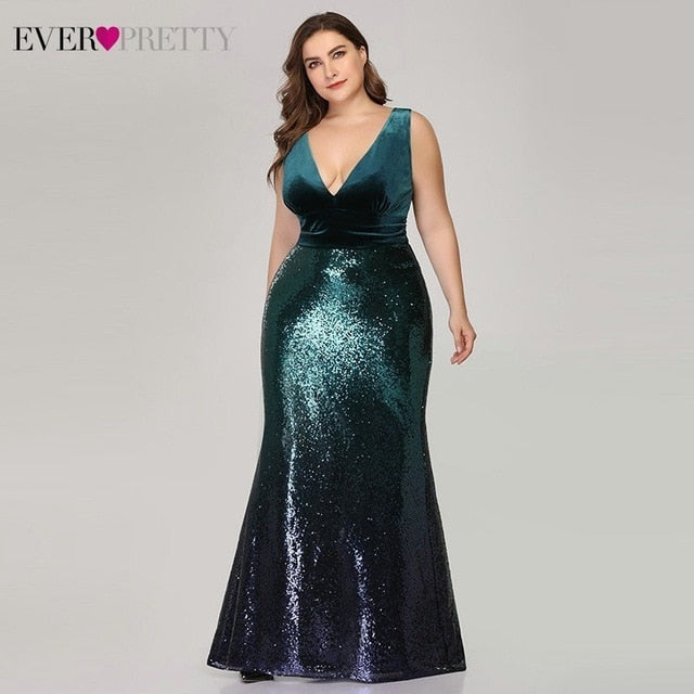 Plus Size Evening Sexy V-Neck Sleeveless Dress