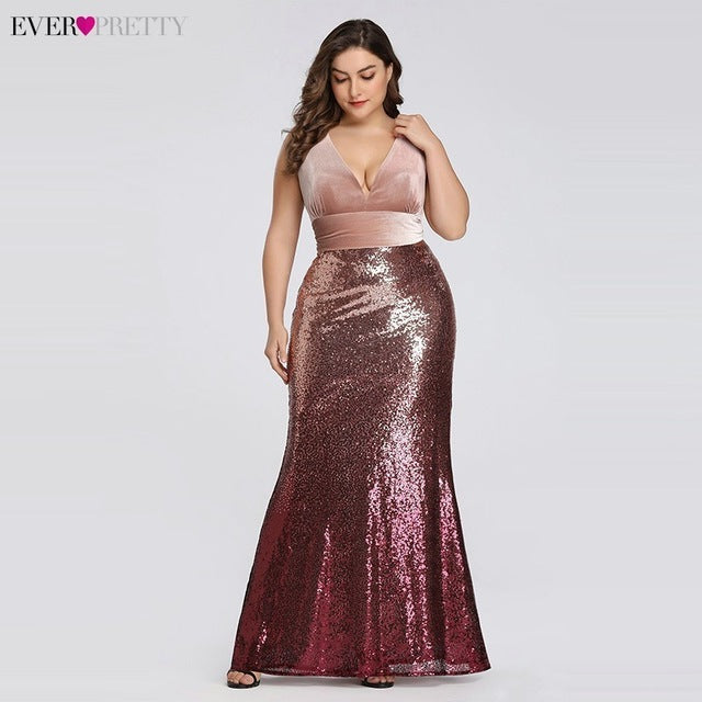 Plus Size Evening Sexy V-Neck Sleeveless Dress