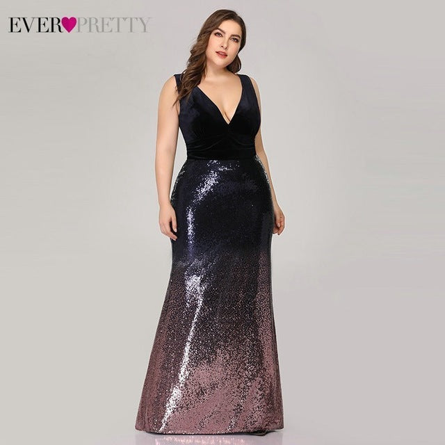 Plus Size Evening Sexy V-Neck Sleeveless Dress