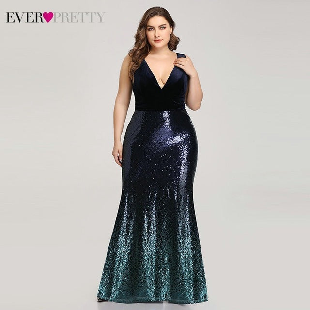 Plus Size Evening Sexy V-Neck Sleeveless Dress