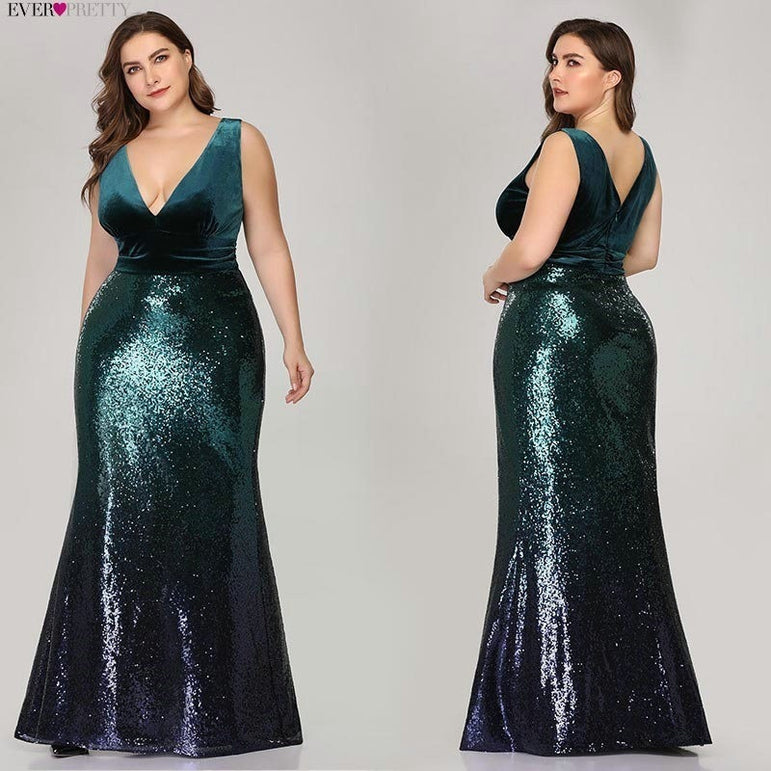 Plus Size Evening Sexy V-Neck Sleeveless Dress