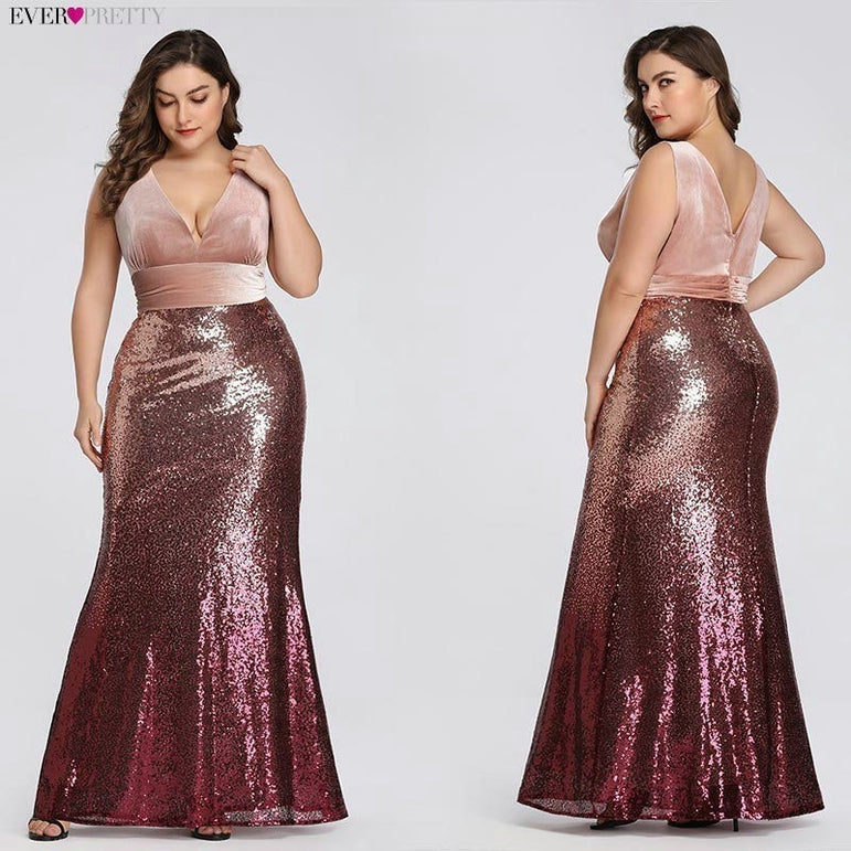 Plus Size Evening Sexy V-Neck Sleeveless Dress