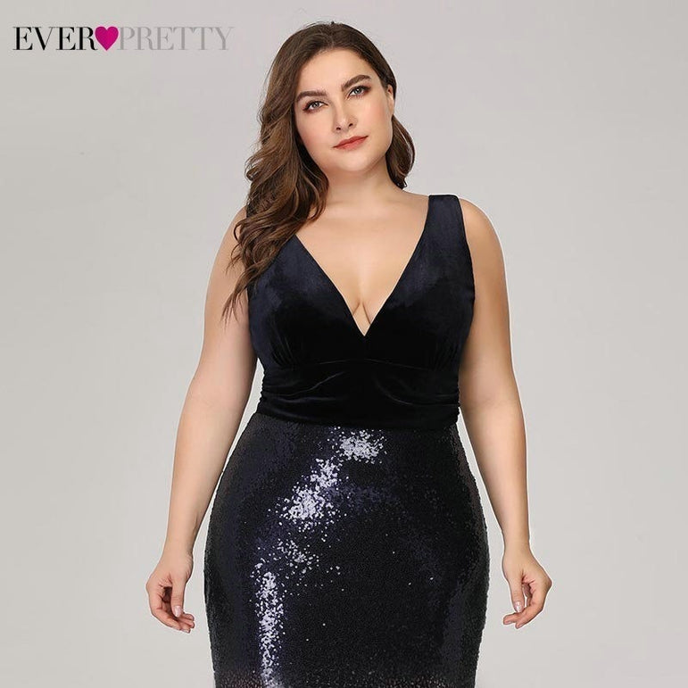 Plus Size Evening Sexy V-Neck Sleeveless Dress