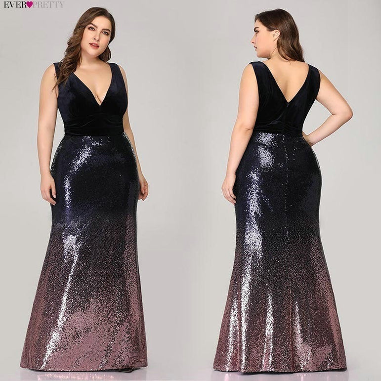 Plus Size Evening Sexy V-Neck Sleeveless Dress