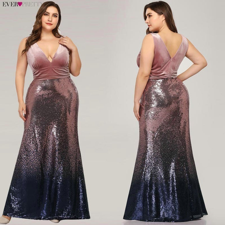 Plus Size Evening Sexy V-Neck Sleeveless Dress