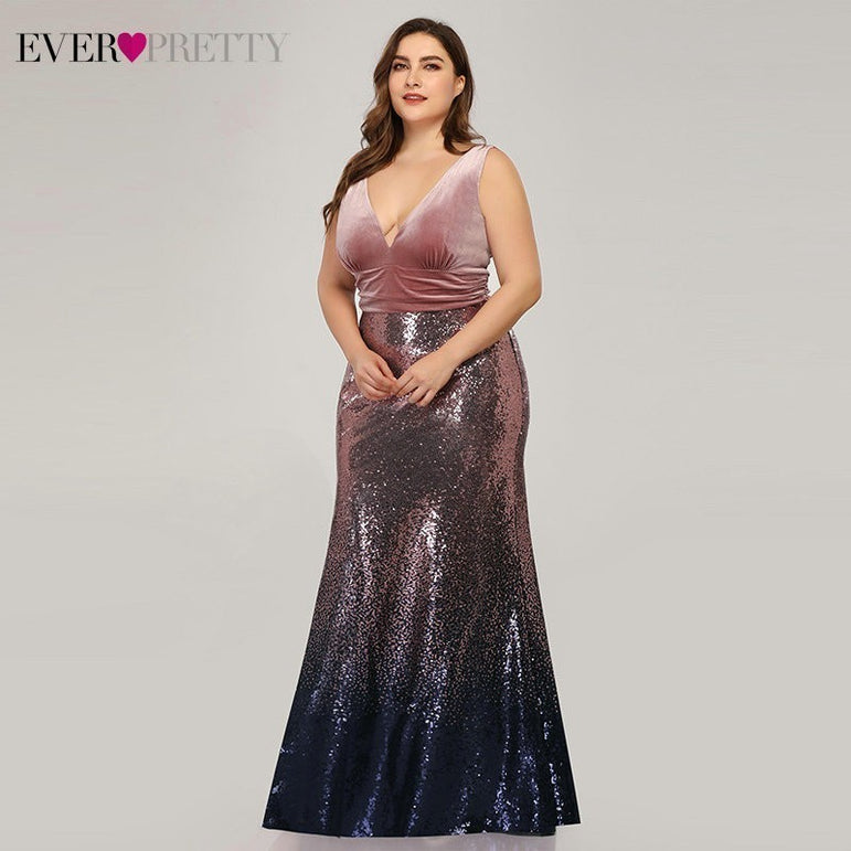 Plus Size Evening Sexy V-Neck Sleeveless Dress